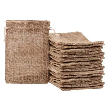 

Buralp Bags Linen Drawstring Pouches Burlap Gift Bags for Wedding Christmas Party Favors 6X4 Inch,50 Pieces