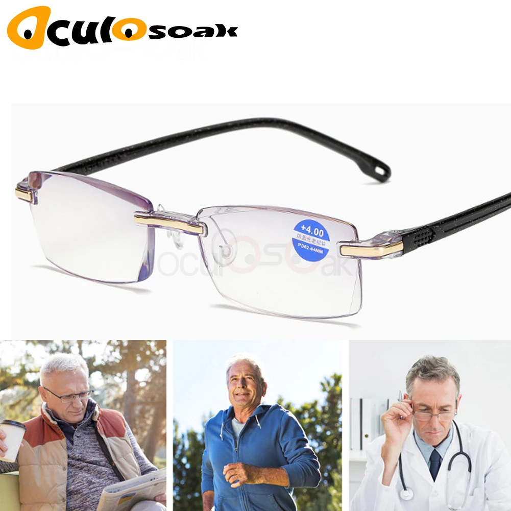 

Ultralight Rimless Reading Glasses Women Men Clear Lens Anti-Blu-Ray Computer Glasses Presbyopia Reader Glasses 2019