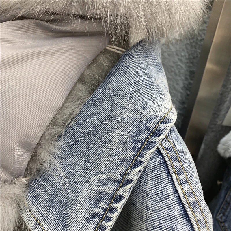 С меховой отделкой капюшона хлопковая подкладка длинные джинсовые куртки для женщин зимние Харди теплые джинсовые пальто куртки для женщин размера плюс свободная верхняя одежда
