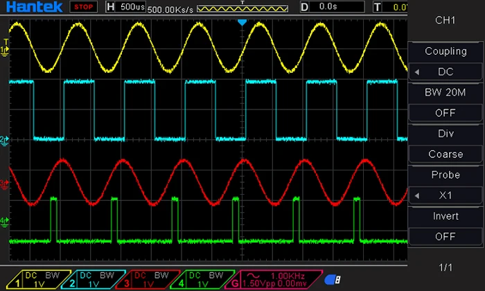 Hantek DSO4104B цифровая Банкетка с нишей Тип осциллографа 100 МГц 4 канала 500uV/div 1GSa/s " TFT lcd запись Длина 64K USB