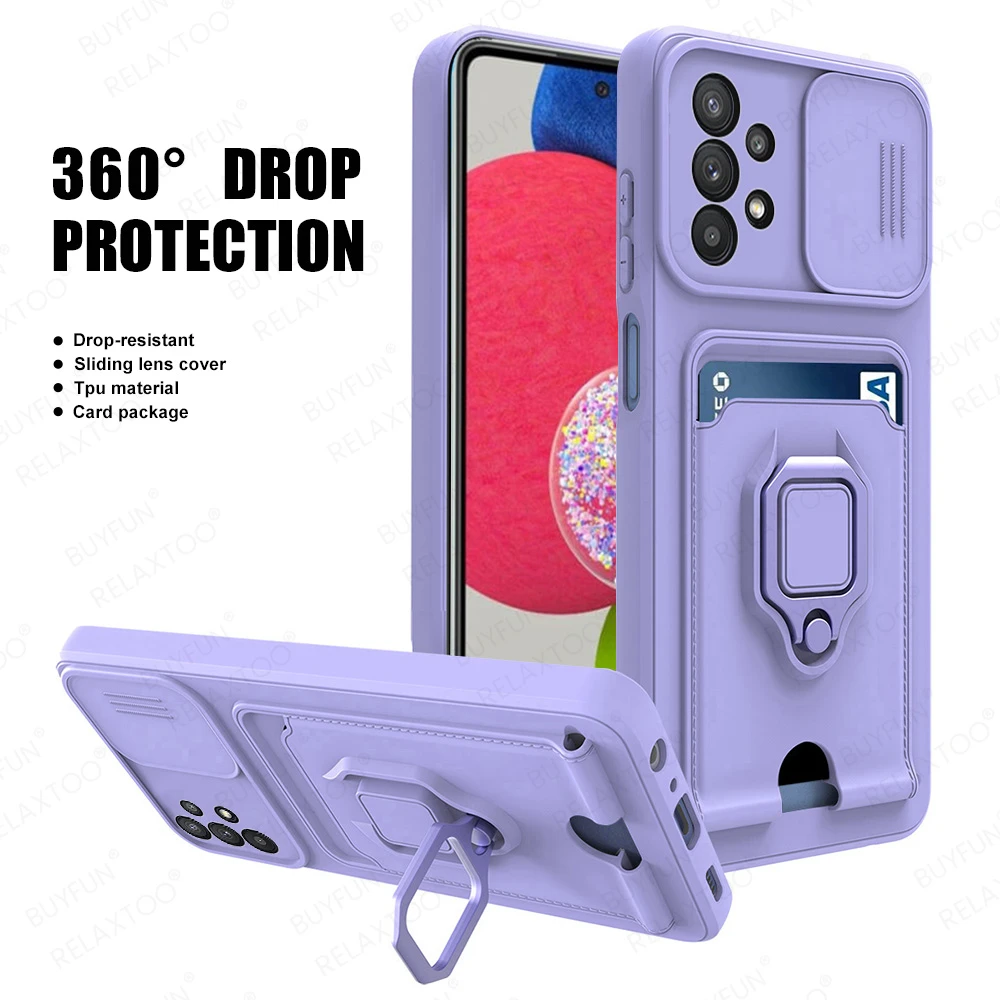 Trượt Bảo Ốp Lưng Dành Cho Samsung Galaxy Samsung Galaxy A52S 5G Ví Khe Cắm Thẻ Dành Cho Samsung A52 S 52 S Vòng Nam Châm Đứng Coque silicone case samsung