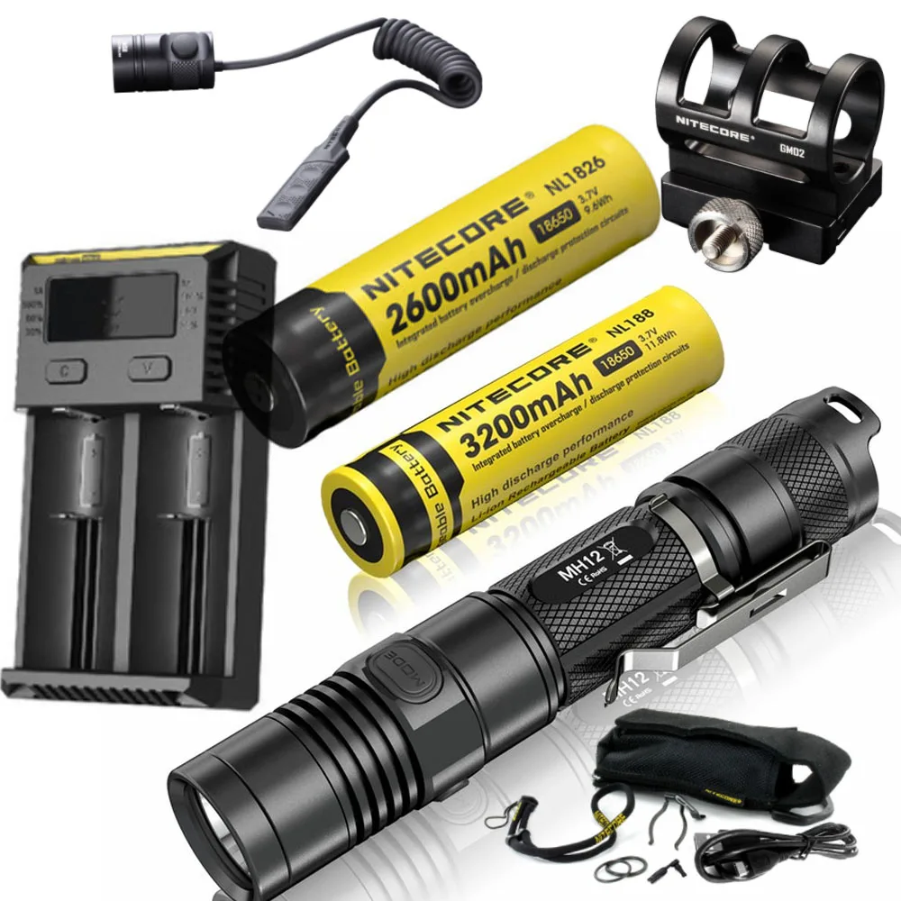 NITECORE 1000 люмен MH12 MH12W XM-L2 U2 светодиодный Перезаряжаемые фонарик поиск спасения Портативный фонарь 18650 Батарея+ GM02+ RSW1 - Испускаемый цвет: 32 1826 I2 GM02 RSW1