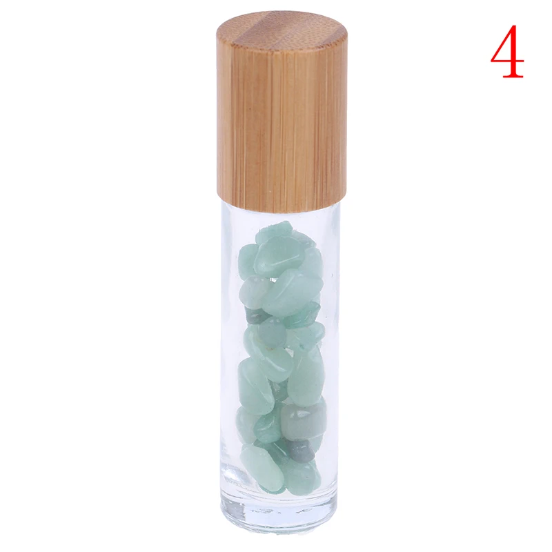 10 мл/бутылка натуральный эфирный ролик бутылка драгоценные камни эфирные масла ролик бутылки стекло с бамбуковой крышкой крышки - Цвет: 4