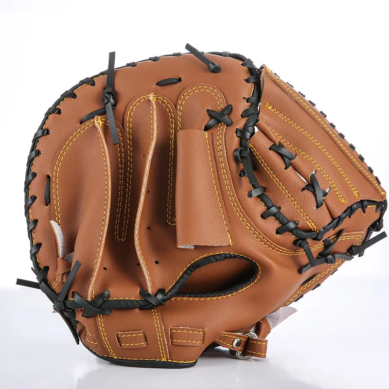 12.5'' Baseball Catcher Gloves thick PVC Imitation Cow Leather Gamer Glove Adult Catch Guantes de beisbol Self Defense Weapon