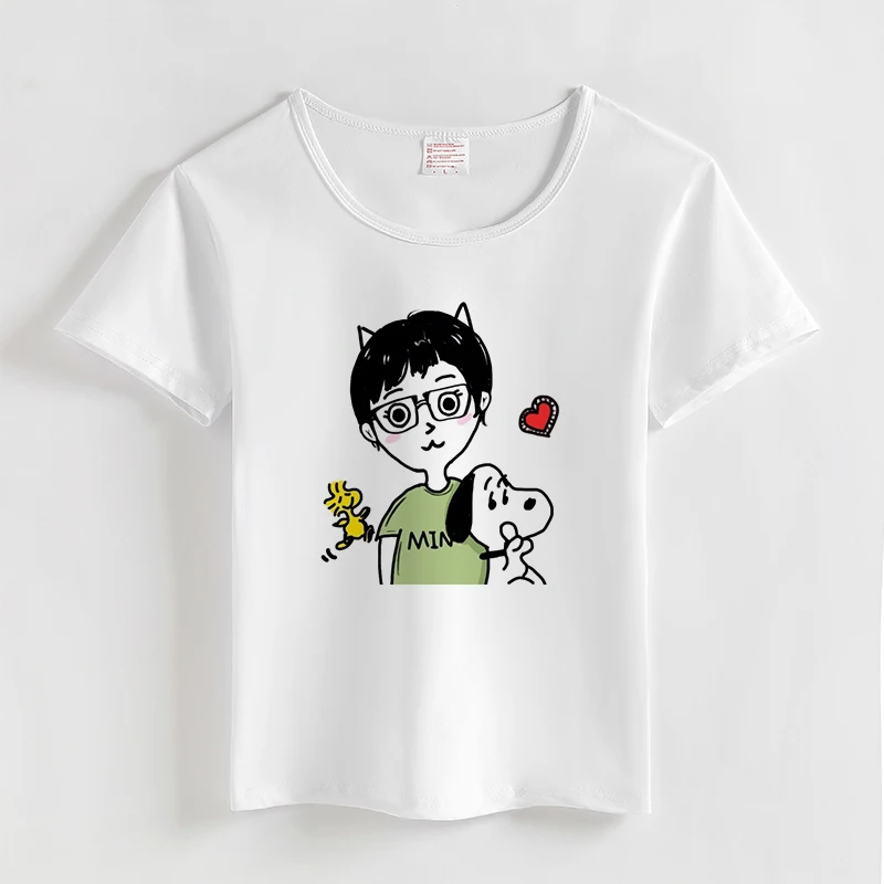 Женского феминизм футболка для девочек размера плюс Kawaii мягкие с О образным