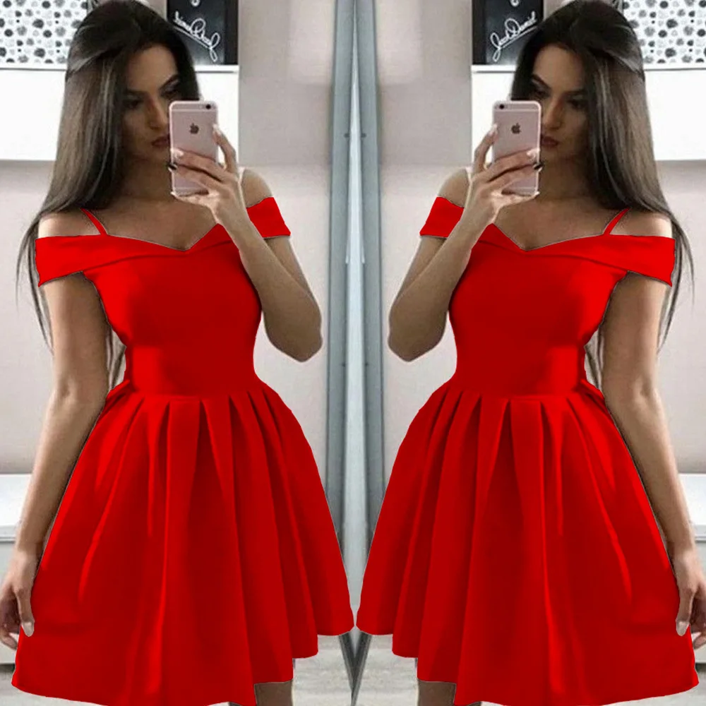 Women Summer Dress Plus Size Solid Color Short Sleeve Female Casual High Waist Oversize Mini Dresses Clothes vestidos S-3XL