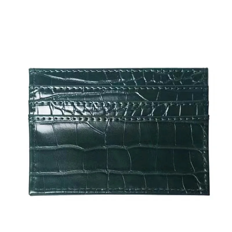 Crocodile Green Классический кожаный держатель для карт для мужчин и женщин Модный брендовый роскошный чехол с узором страуса кожаный держатель для карт тонкий кошелек - Цвет: Crocodile Green