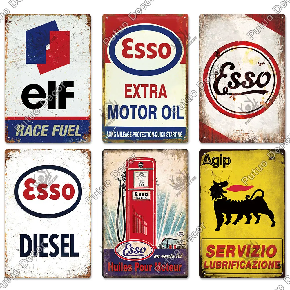 Metal Signs Putuo Decor Gas Oil Garage Vintage Tin Retro Garage Decor Bar Pub Gas Station Decorative Iron Plates