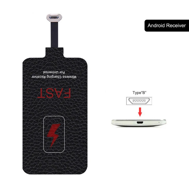 for Android B 5 V/2A 10W Qi Быстрое беспроводное зарядное устройство приемник для зарядного устройства для xiaomi samsung huawei iPhone 6 7 plus type-C универсальный - Тип штекера: for Android B
