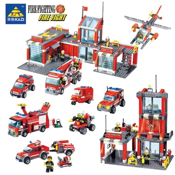 

Original KAZI 8051 city large fire truck building block combination set fire extinguishing children toys