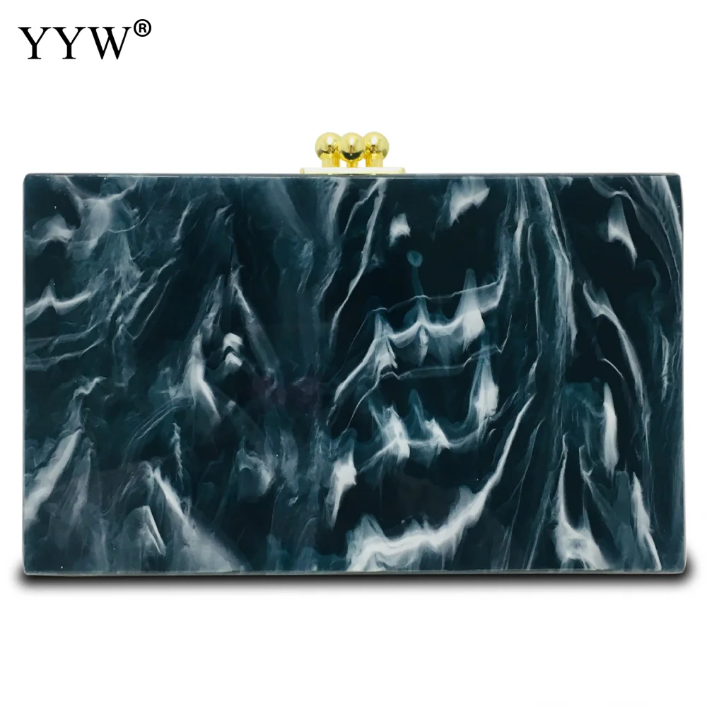 Marbling зеленые Акриловые клатч для вечеринки сумка модная коробка сумки через плечо Pochette Femme сумочка невесты клатчи