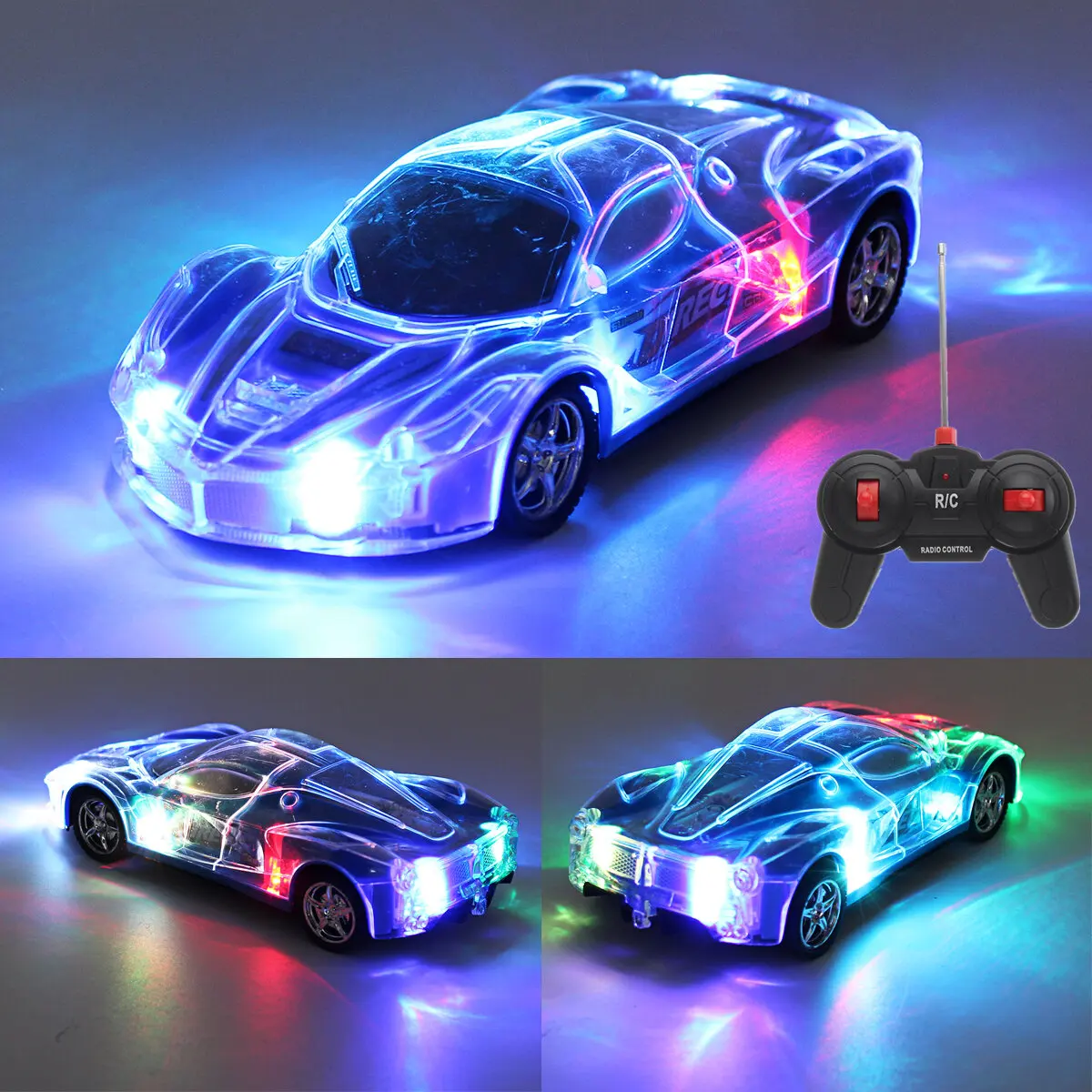 

2403A 1/24 RC Remote Control Roadster Sports Auto Light Up Play Vehicles with 3D Light for Kids Boys Girls