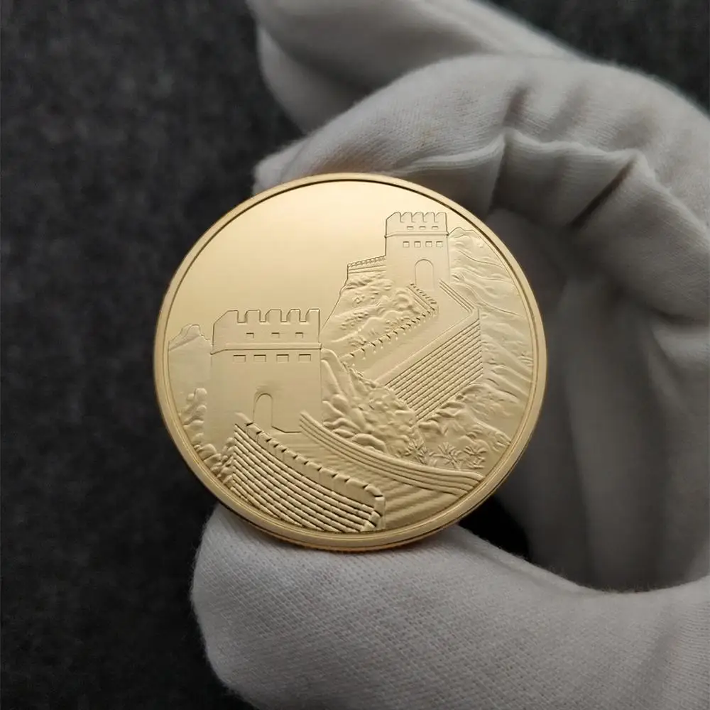 1 шт. Семь чудес мира китайская Великая стена Серебряная позолоченная сувенирная