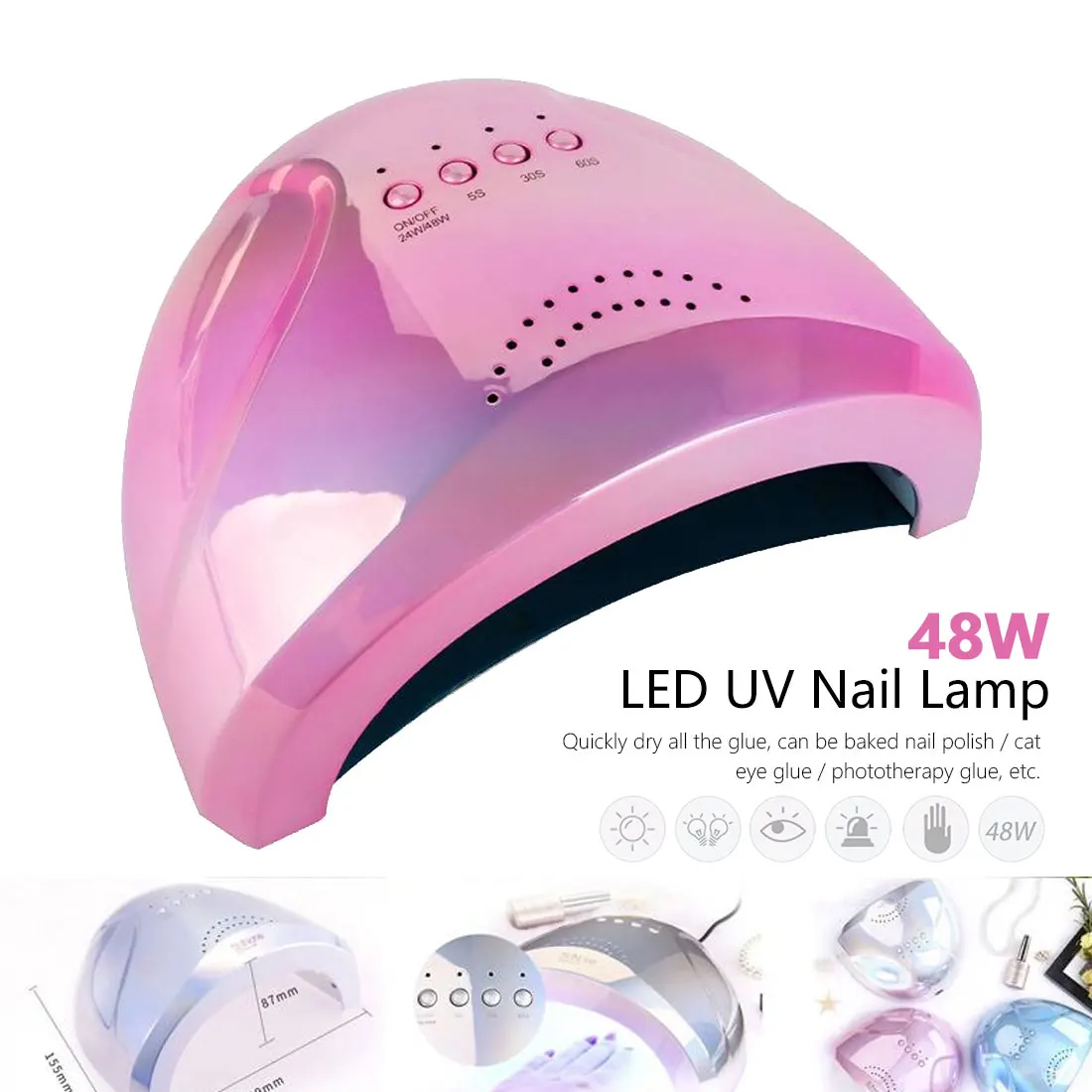 

Colorful 8/48W Professional LED UV Nail Lamp Nails White Light Fast Gel Nail Polish Dryer Fingernail Curing Tools