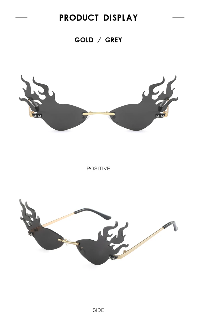 Фирменный дизайн, модные солнечные очки с огненным пламенем, женские солнцезащитные очки с кошачьим глазом, женские роскошные солнцезащитные очки без оправы, UV400 Shades Oculos de sol