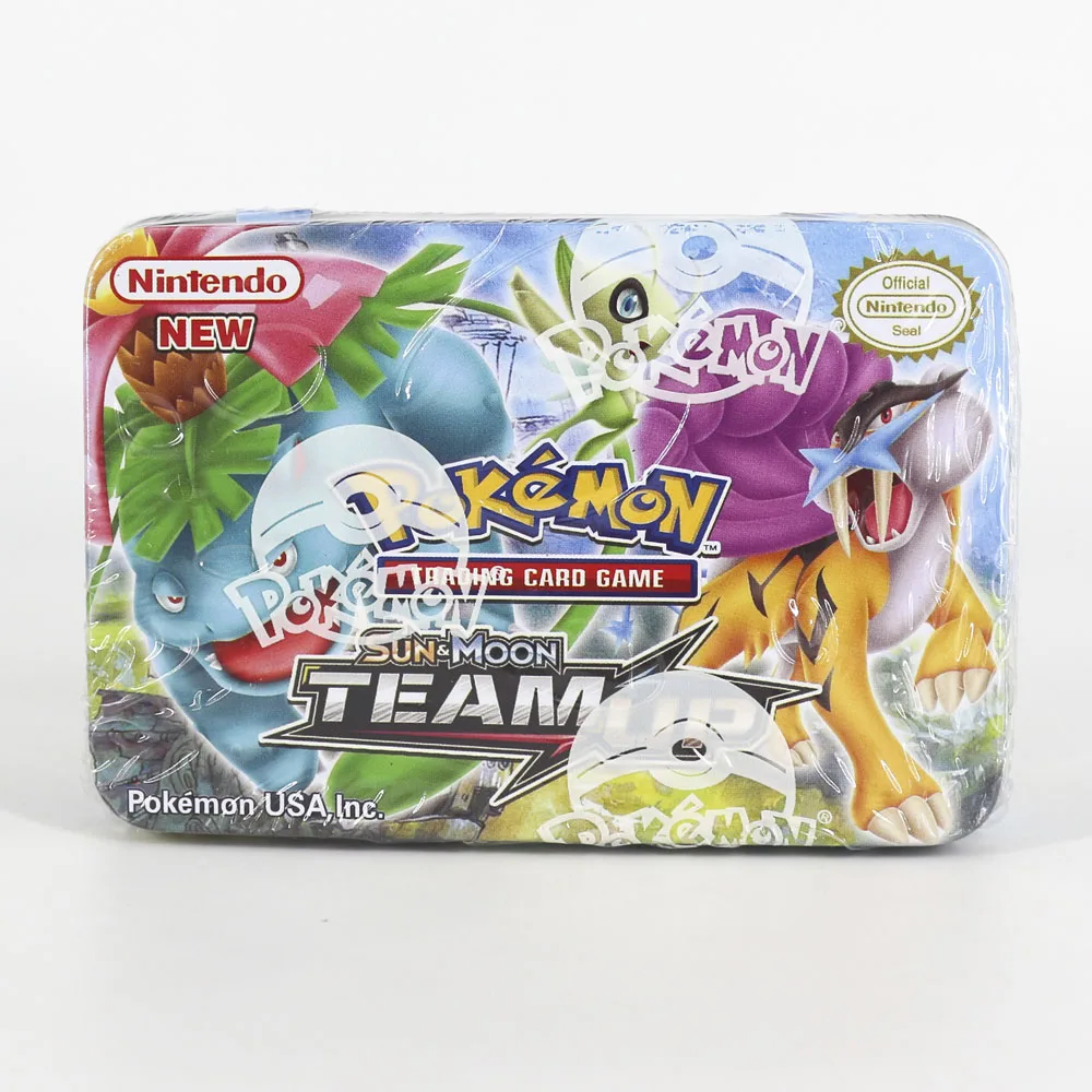 Takara Tomy TCG Pokemon Card Мега тренажер энергия Солнце Луна Коллекционная доска 42 карточные игрушки флэш-карты металлическая коробка для детей