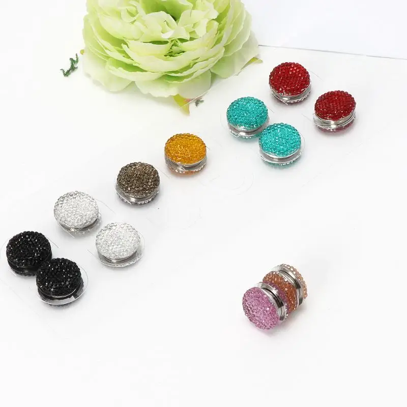 

12 Pairs/Set Muslim Multi-Use Rhinestone Magnetic Scarf Brooches Round Hijab Pins For Women Jewerly