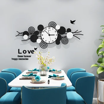 

Silent Large Wall Clock Modern Design Decorative Wall Clock With Wall Stickers Quartz Black-White Hanging Watch home decor B50
