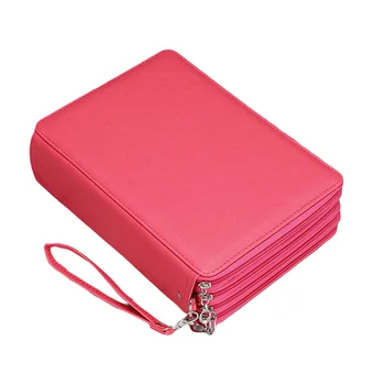 

200 Slots Students Save Space PU Leather Stationery Pen Case For Kids Large Capacity Portable Colored Pencil Organizer School