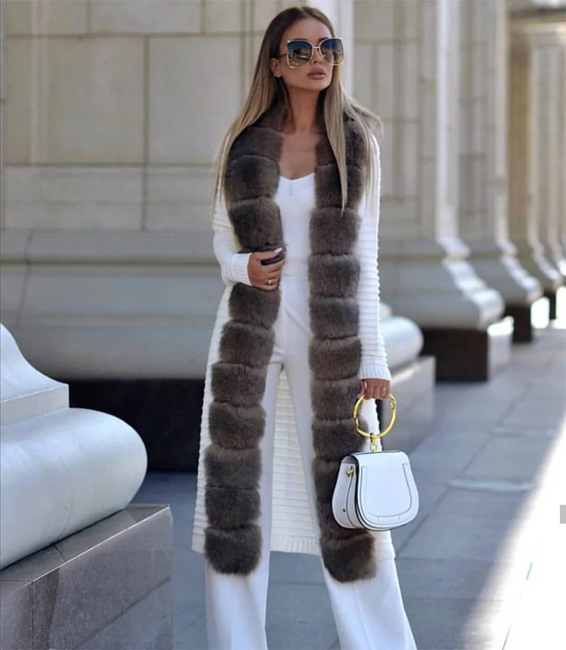 Discount EIFURKOP Women real fur coat genuine wool knitting with fox collar warm winter coat real fox fur coat winter long outerwear 2