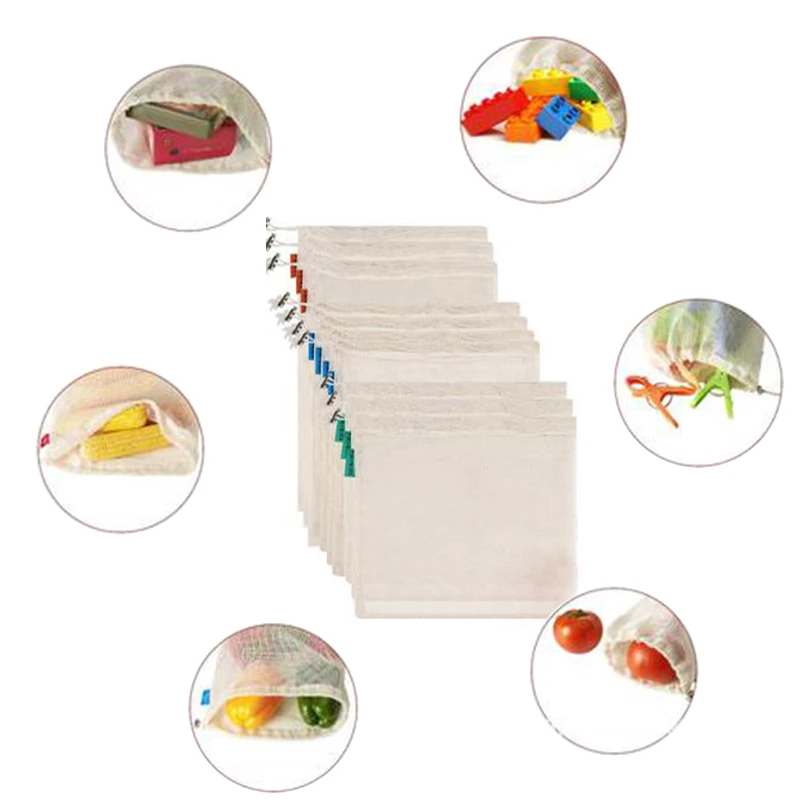 

Grocery Cotton Mesh Bags Fruit Case Vegetables Cosmetics Non-toxic Breathable Biodegradable