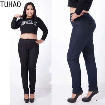 

TUHAO Large Size Mother 5XL 4XL 3XL Jeans Pant Woman 2020 Oversized Jeans Women's High Waist Stretch Pants Boyfriend Jeans WM51
