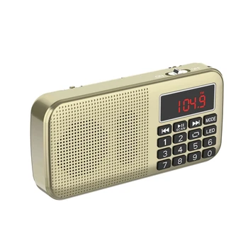 

L-558AM Digital MP3 Music Player Speaker Mini Portable Mini Auto FM AM MW Pocket Radio Receiver(Golden)