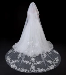 2020 White Wedding Veil 5 Meters Long Comb Lace Mantilla Cathedral Bridal Veils Wedding Accessories in Stock