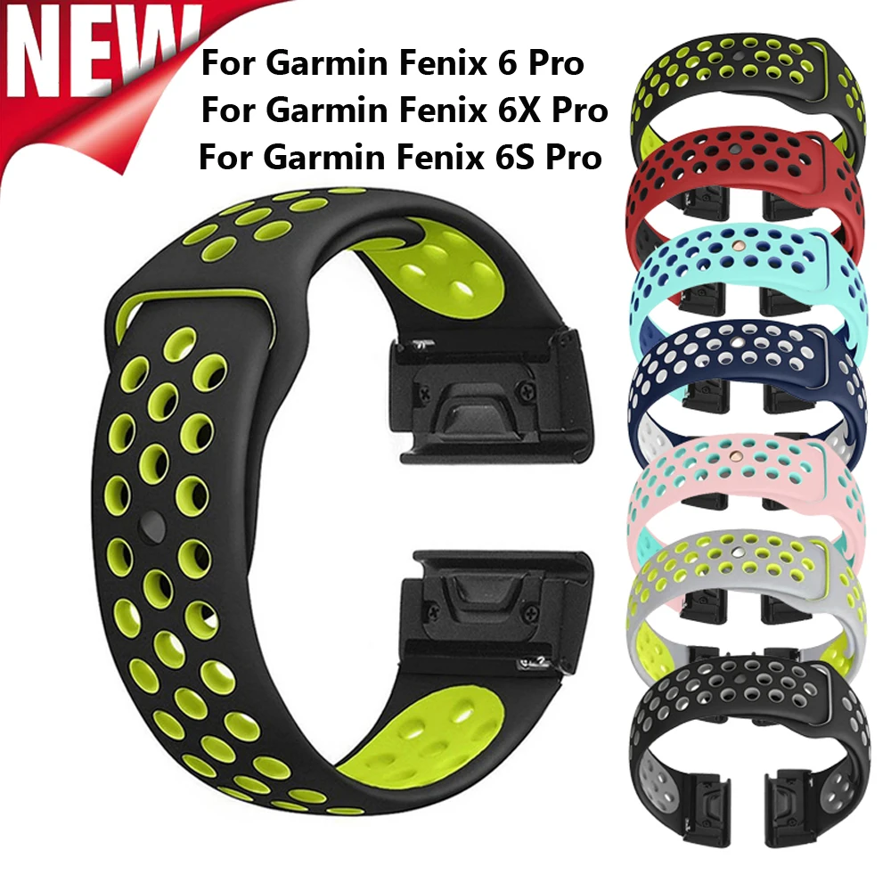 

20 22 26mm Silicone Watch Band Easy Release Quick Fit Strap for Garmin Fenix 3 3HR/Fenix 5X/5X Plus/S60/D2/MK1/Fenix 6 6S 6X Pro
