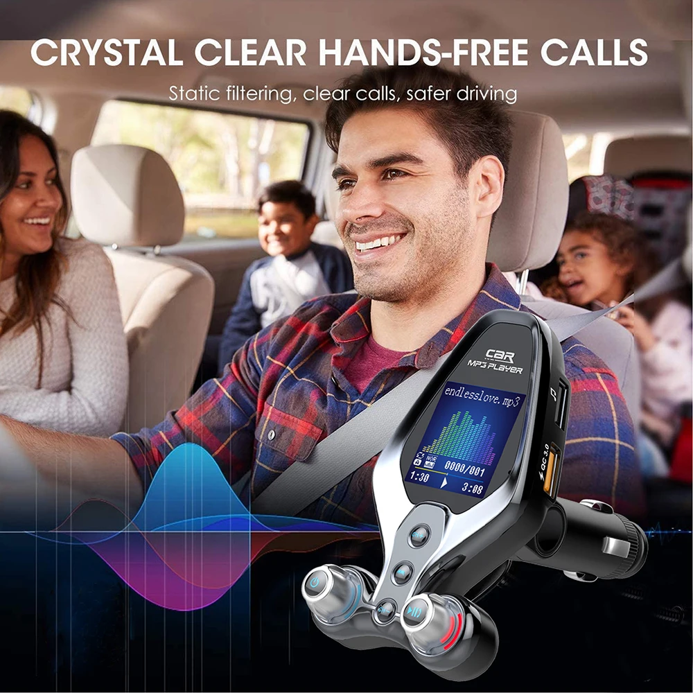 FM Modulator Transmitter Bluetooth 5.0 FM Radio QC3.0 USB Car Charger Handsfree Car Kit Wireless Aux Audio Transmitter fm transmitter