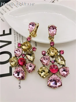 

Amazing Crystal Stone Floral Clip Earings Punk Gown Boho Brincos T Show Party Runway Boho Rare Boucle d'oreille Korean Style