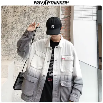 

Privathinker Autumn Cargo Jacket Pocket Bomber Jacket 2020 Casual Streetwear Tooling Gradient Jacket Coats Outdoors