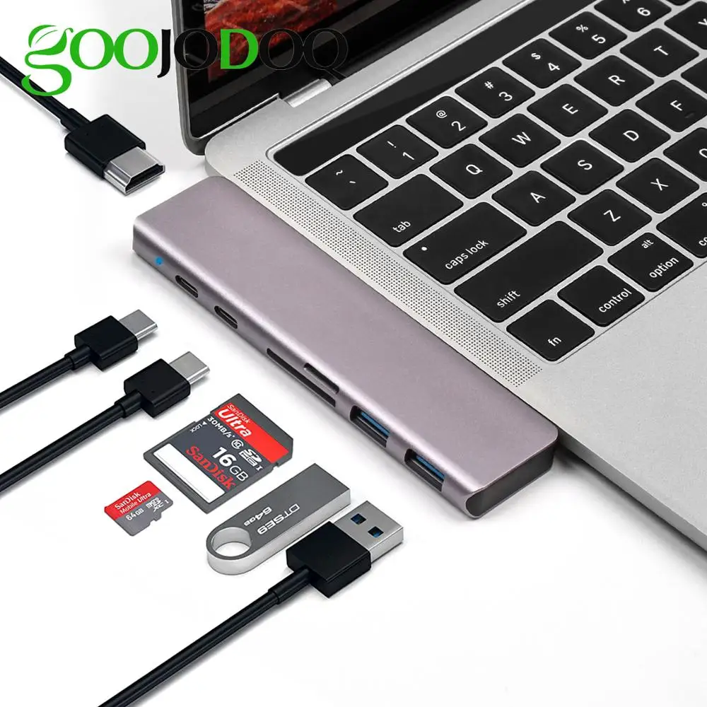 USB концентратор 7 в 1 для macbook air 13 адаптер hdmi двойной Type C совместимый с 2017/2016 Pro MacBook