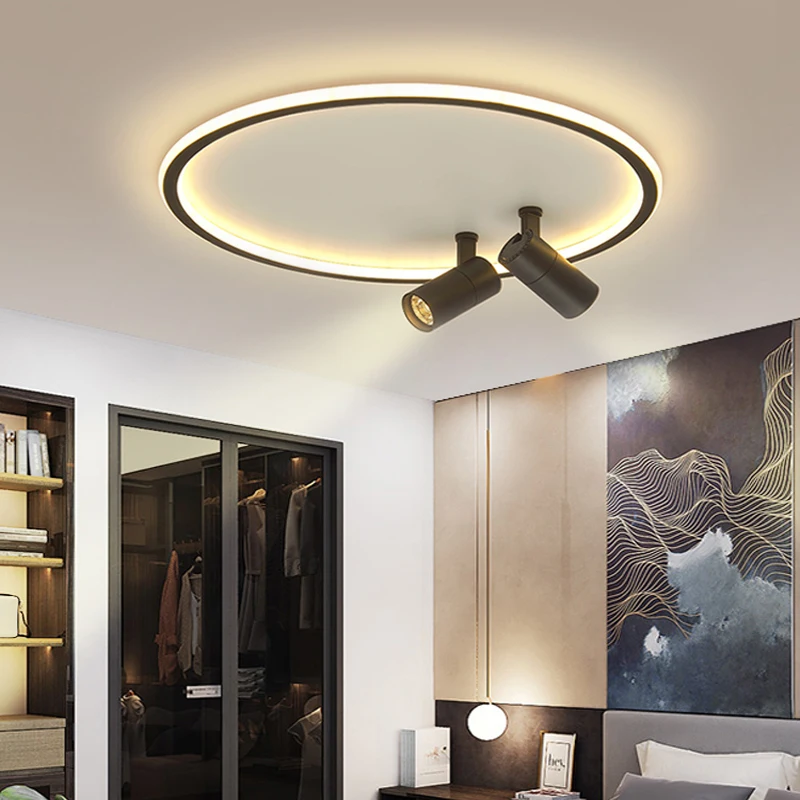 

Modern LED Chandelier Lighting Simple For Living Bedroom Study Room Gold Black Indoor Lamps Fixtures Dimmable AC90-260V