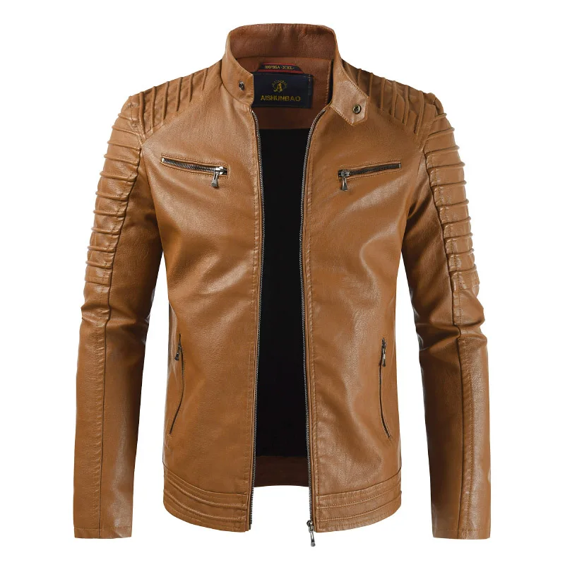 

2019 New Hot Men's Spring and Autumn Casual PU Jacket Slim Casual Jacket Men's Brand Clothing Fashion Jacket Male Knight Jacket