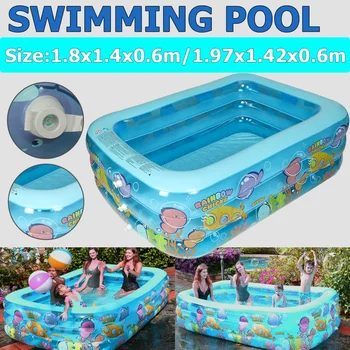 

180/197cm 2 Size Children's Home Use Paddling Pool Inflatable Square Swimming Pool Kids inflatable Pool Bubble Bottom Structure