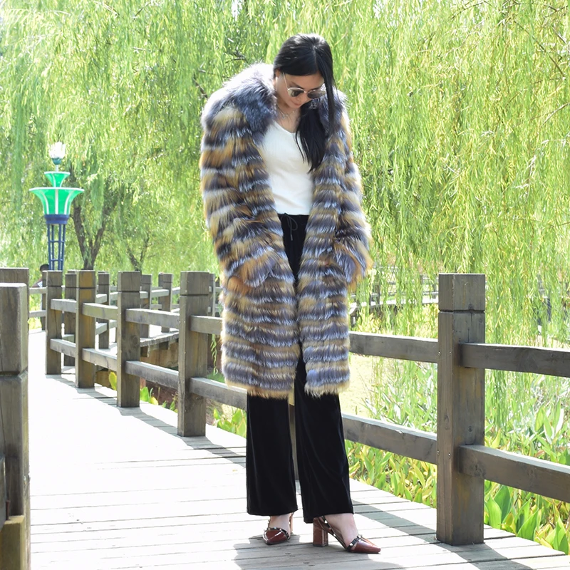 Tatyana furclub, Женская куртка из натурального меха серебристой лисы, Длинные парки из натурального меха, зимние пальто, Harajuku, теплая верхняя одежда, модные куртки