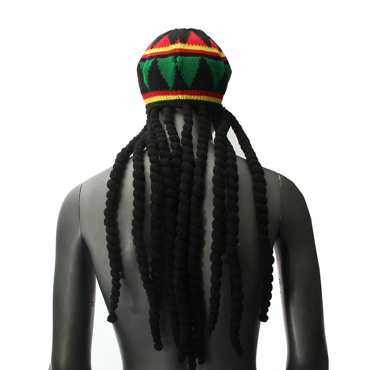 Шапка в стиле хип-хоп вязаная шапка-коса с париком Мужская Шапка-бини Jamaican Bob Marley