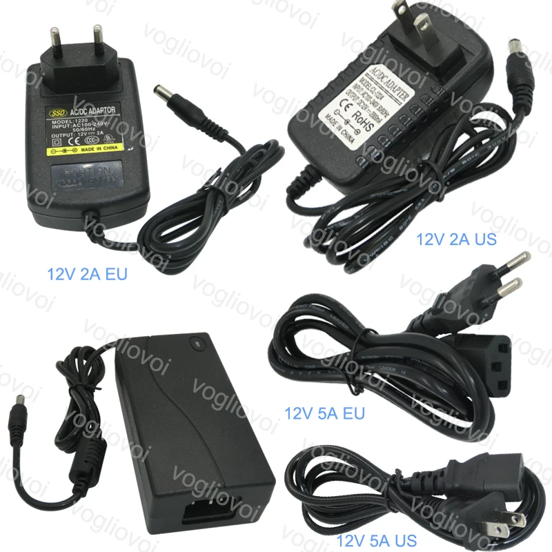 Vogliovoi Led Трансформатор 60 Вт 24 Вт 110/240 в US EU Plug DC12V импульсный светодиодный светильник 5050 3528 трансформатор источник питания