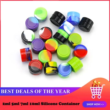 

1pc Random Color Nonstick Silicone Container 2ml 5ml 7ml 10ml for Oil Wax Container Storage Box Jar Dab Tool box