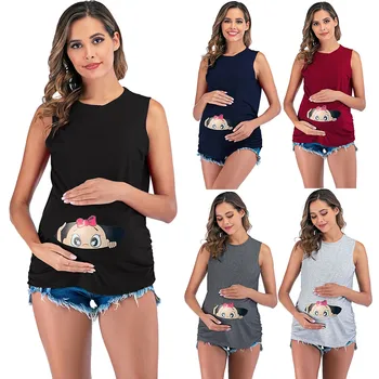 

2020 Women Maternity Short Sleeve Tops T-shirt Pregnancy Funny Baby Girl Clothes For Pregnant Maternity T-shirt Pregnancy Tops