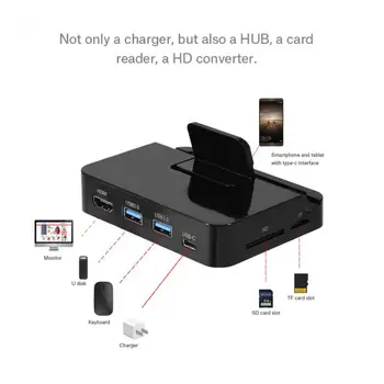 

6 in 1 Multi Ports Type-C to HDMI 2xUSB3.0 USB-C SD TF Card PD HUB Adapter Type-C docking station mobile phone base