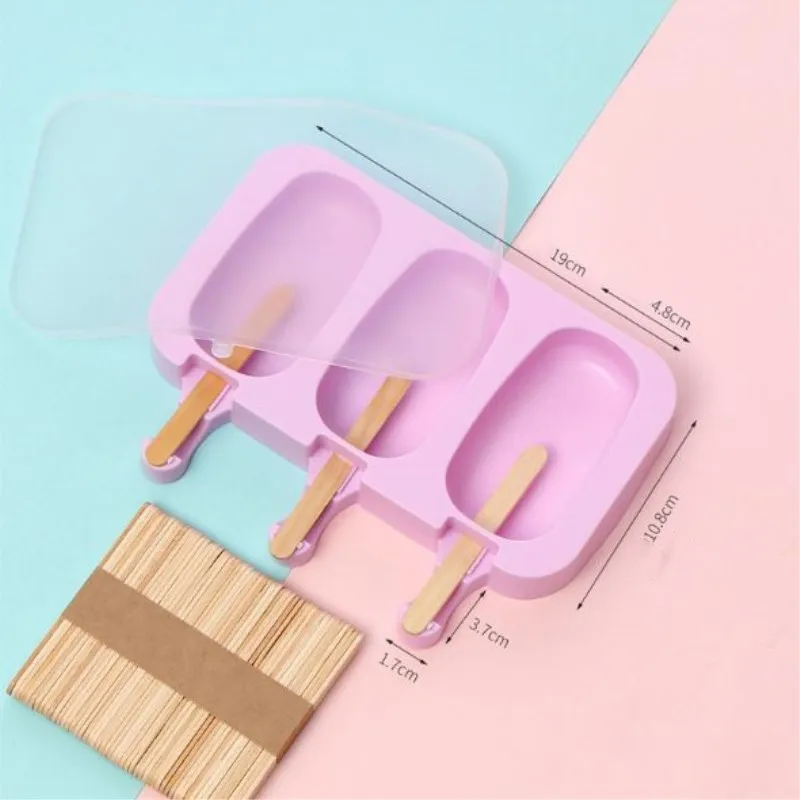 Силиконовая форма для мороженого морозильная камера DIY формы кубик льда формы для десертов поднос с палочки для сладостей - Цвет: 1