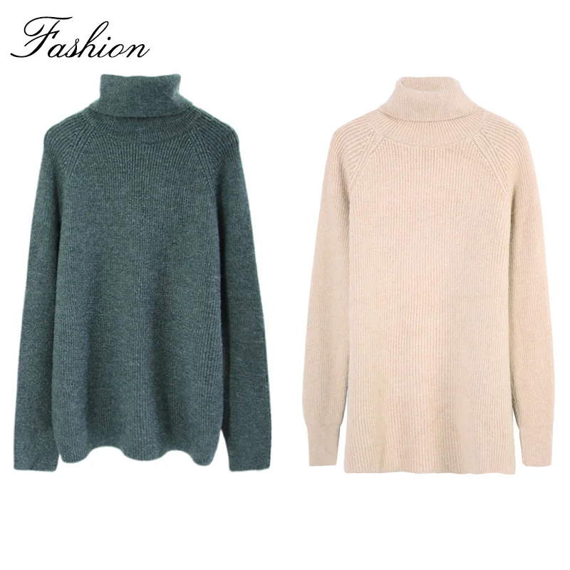 Womens Sweaters 2019 Winter Tops Turtleneck Sweater Women Thicke Pullover Jumper Knitted  Casual Sweater Solid Color Fashion