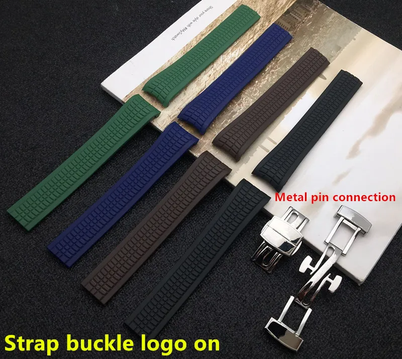 

21mm Black Brown Green Blue Silicone Rubber Watch Band For PP Patek strap for Aquanaut Philippe 5167R 5167A watchband metal pins