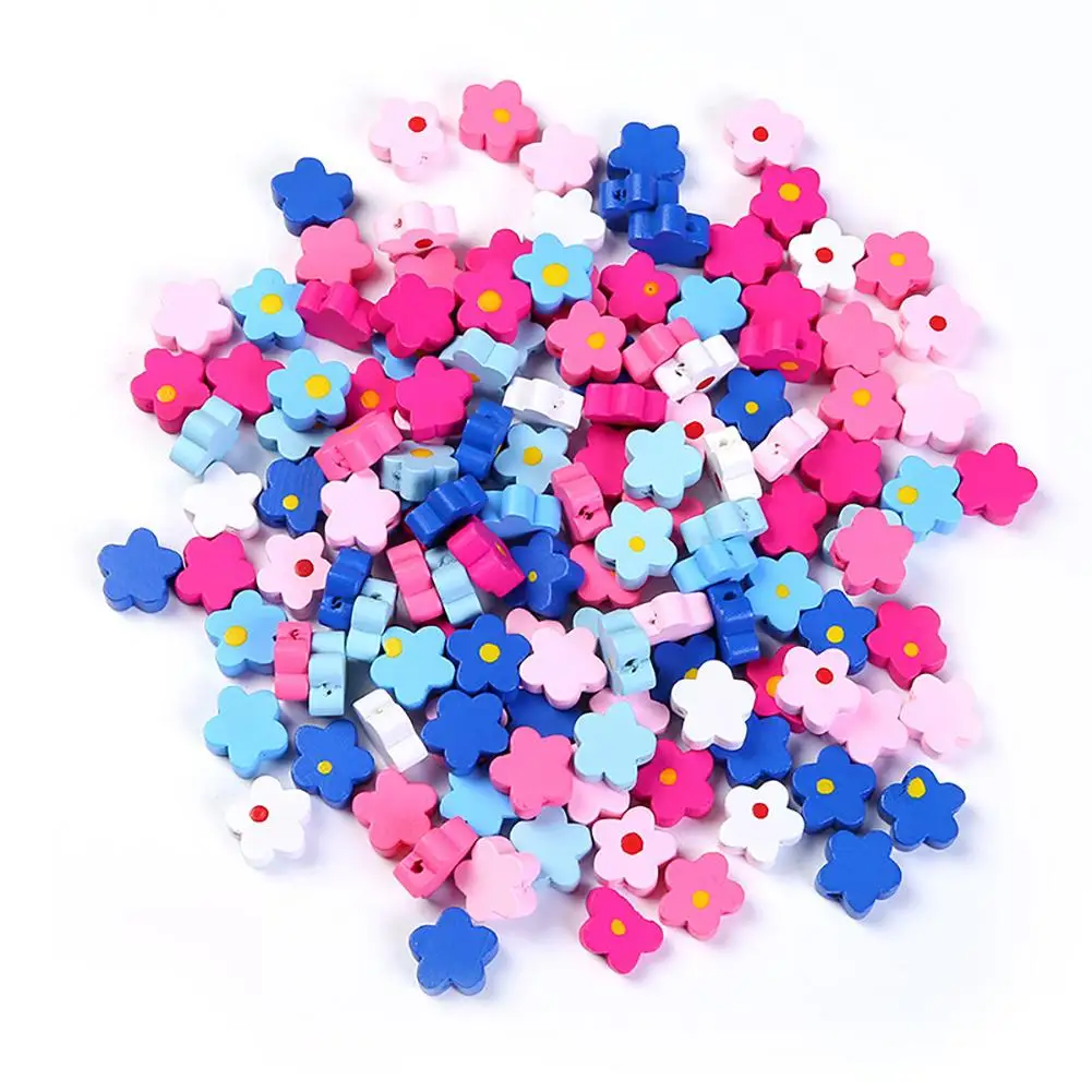 

Multicolor Various Shape Wood Loose creativity ability imagination logical DIY Lacing Spacer Beads Jewelry Accessory toys