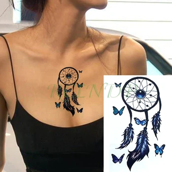 

Waterproof Temporary Tattoo Sticker color Dreamcatcher feather butterfly Style Fake Tatto Flash body art Tatoo For Men Women