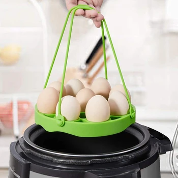 

2020 New Silicone Egg Boiler With Handle Egg Steamer Pressure Cookers Sling Hold 9 Eggs Kitchen Tools Dropshipping