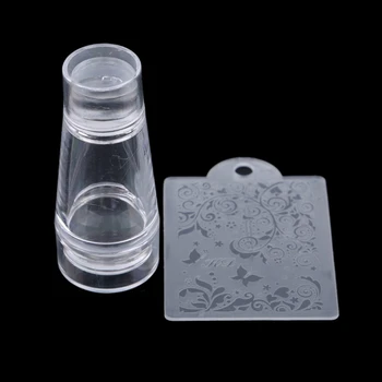 

Nail Art Templates Pure Clear Plastic Silicone Nail Stamping Plate Scraper With Cap Fashion Transparent 3.1CM Nail Stamp Art
