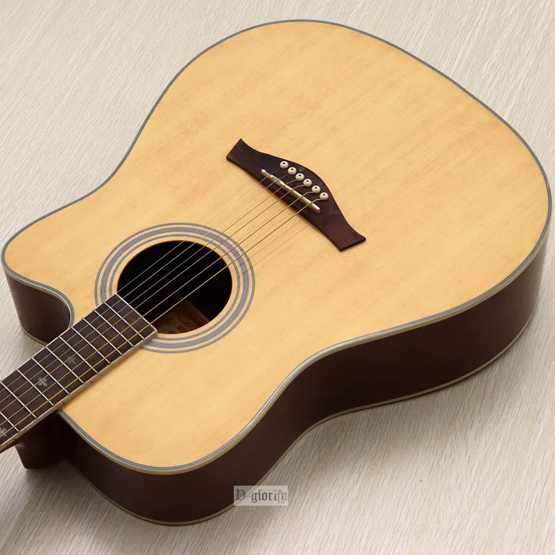 41 дюймов Акустическая гитара из ели натурального цвета sunburst Цвет 21 Лады 6 струны cutway народная гитара